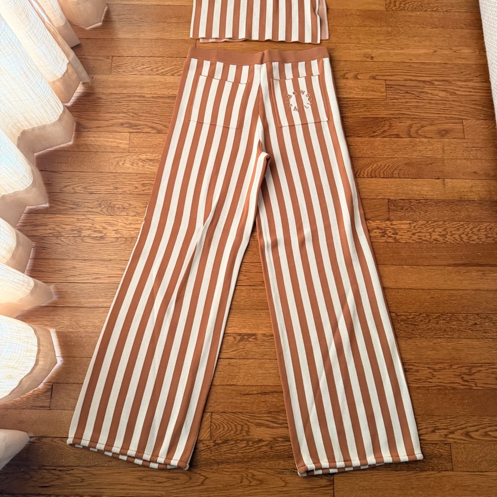 Simon Miller Cream and Brown Striped Knit Jumpsuit - Picture 9 of 10